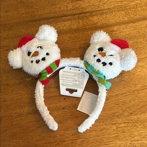 Disney Festive Snowman Headband with Red and Green Accents